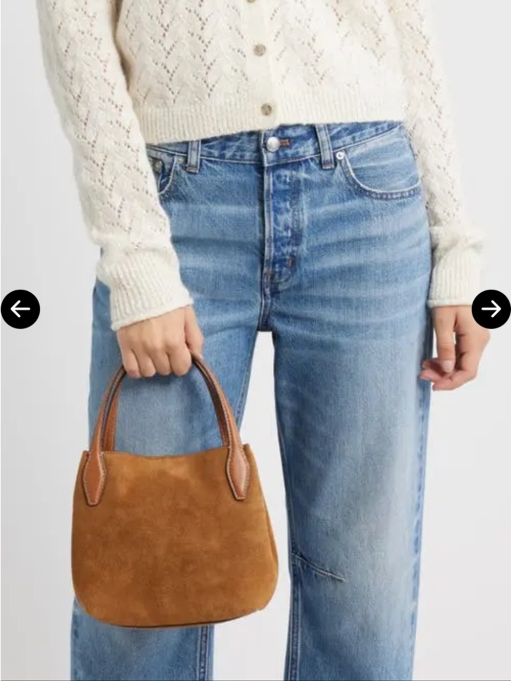 Madewell Suede Tote Bag in Tan with Leather Handles